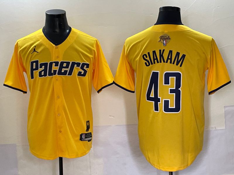 Men 2025 Indiana Pacers #43 Siakam Yellow Joint Name NBA Jersey style 2